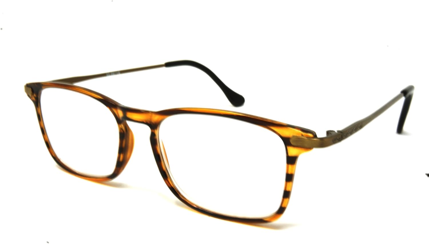 ColorViper basic square reader Unisex Reading Glasses (shiny brown stripe front/brown brushed antique temple, 1.25)