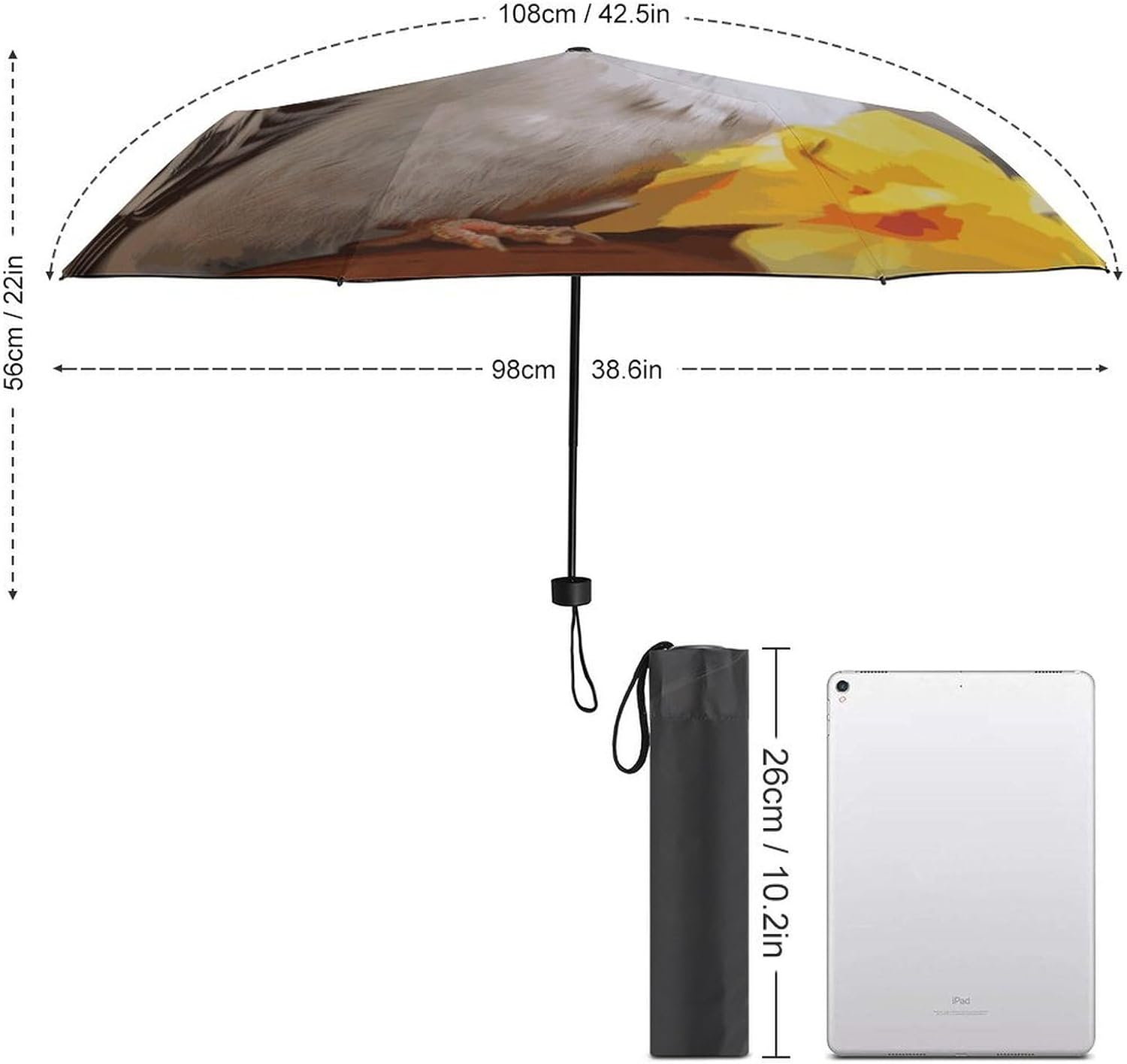 Folding Small Sun Umbrella Cute Cockatiel Windproof Travel Umbrella Lightweight Small And Compact Suit for Pocket