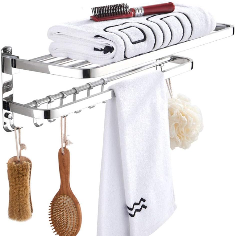 Shelf Bathtub Towel Rack Bathroom Shelf Mounted Foldable Wall Double