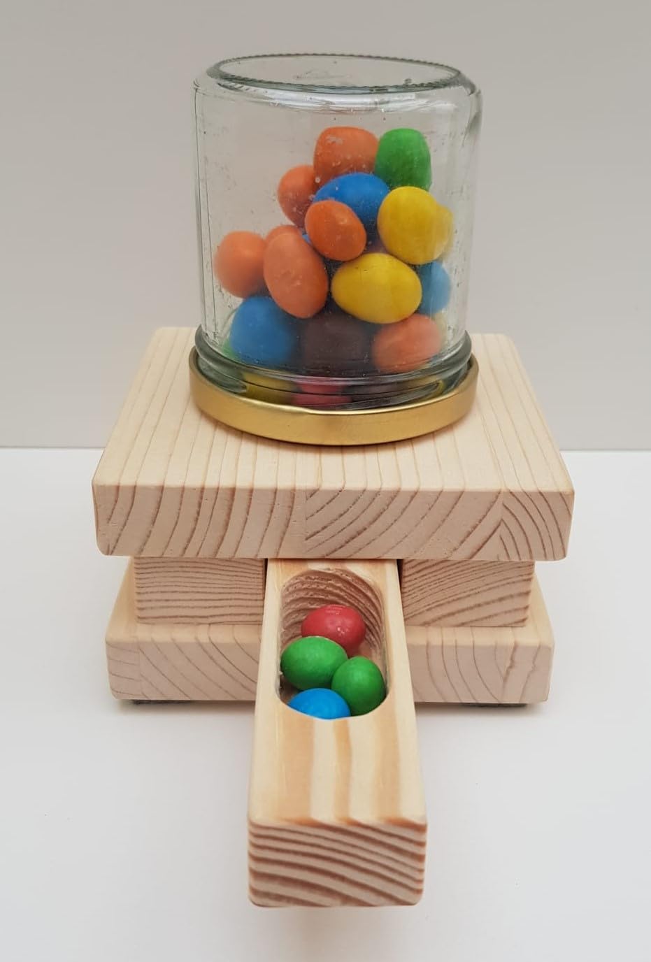 Holzbausatz-Bastelset- Bonbonspender aus Holz- Süßigkeitenautomat- Naturholz- Bausatz- Werken mit Spaß - Holzbausatz - Geschenkidee für Geburtstag - Kinder