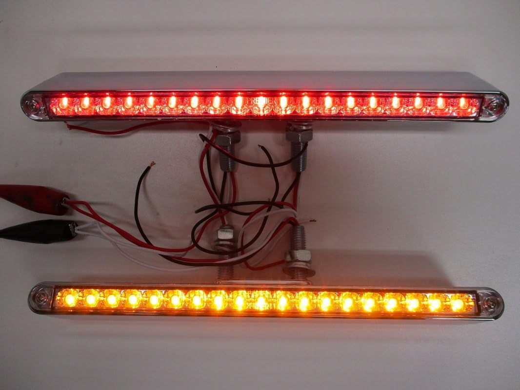 United Pacific Pair of 9" L Red, Amber LED Clear Lens Combo Double Face Semi Truck and Trailer