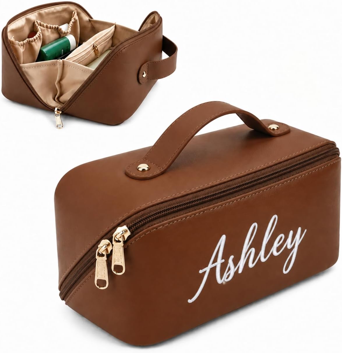 Personalized Travel Makeup Bag, Large Capacity Cosmetic Organizer