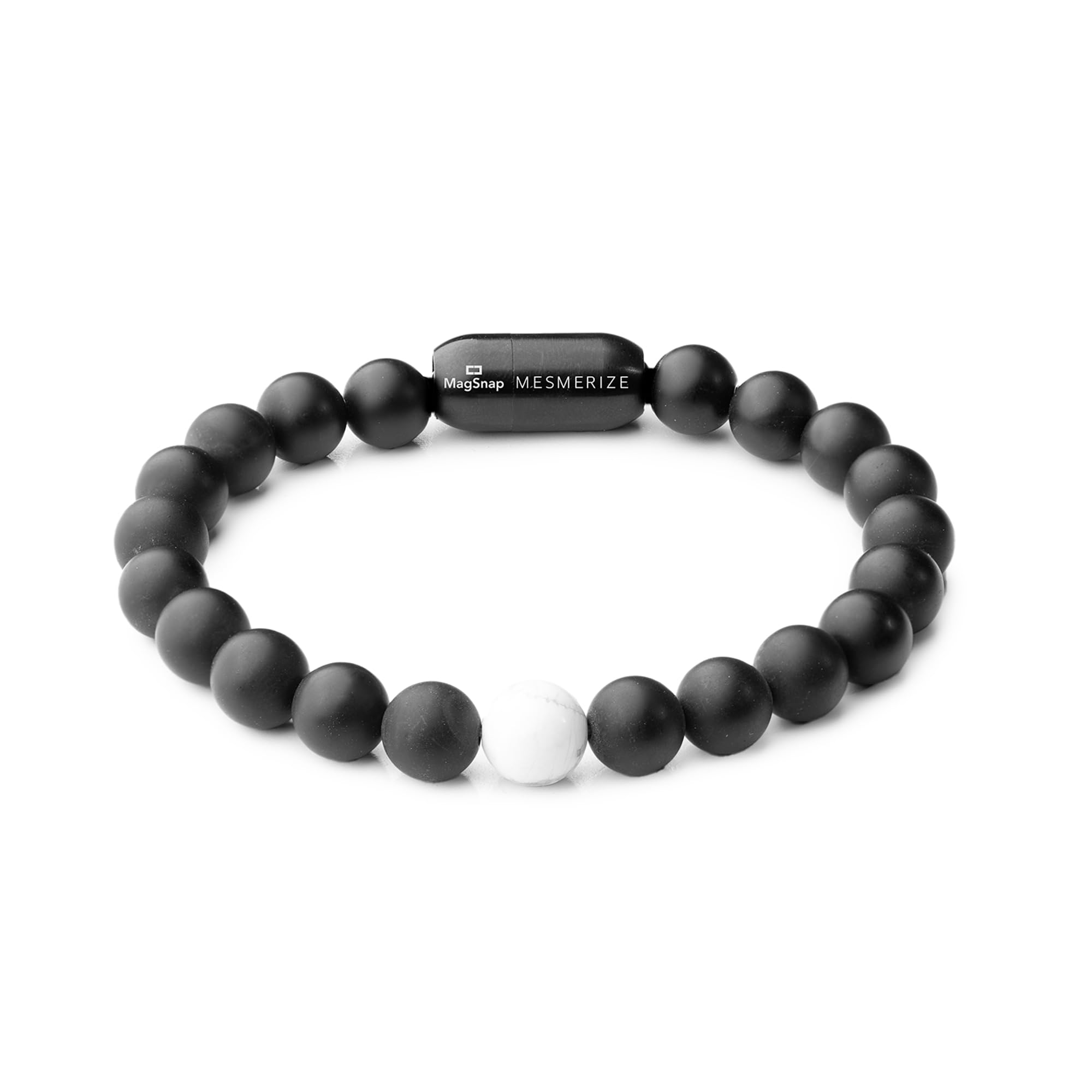 Mesmerize Howlite and Onyx Bracelet Collection For Men and Women | Original Certified Natural Stones with Unisex Design | 8 mm size beads (Magsnap, XL) (B0CYLLH217) Amazon Price History, Amazon Price Tracker