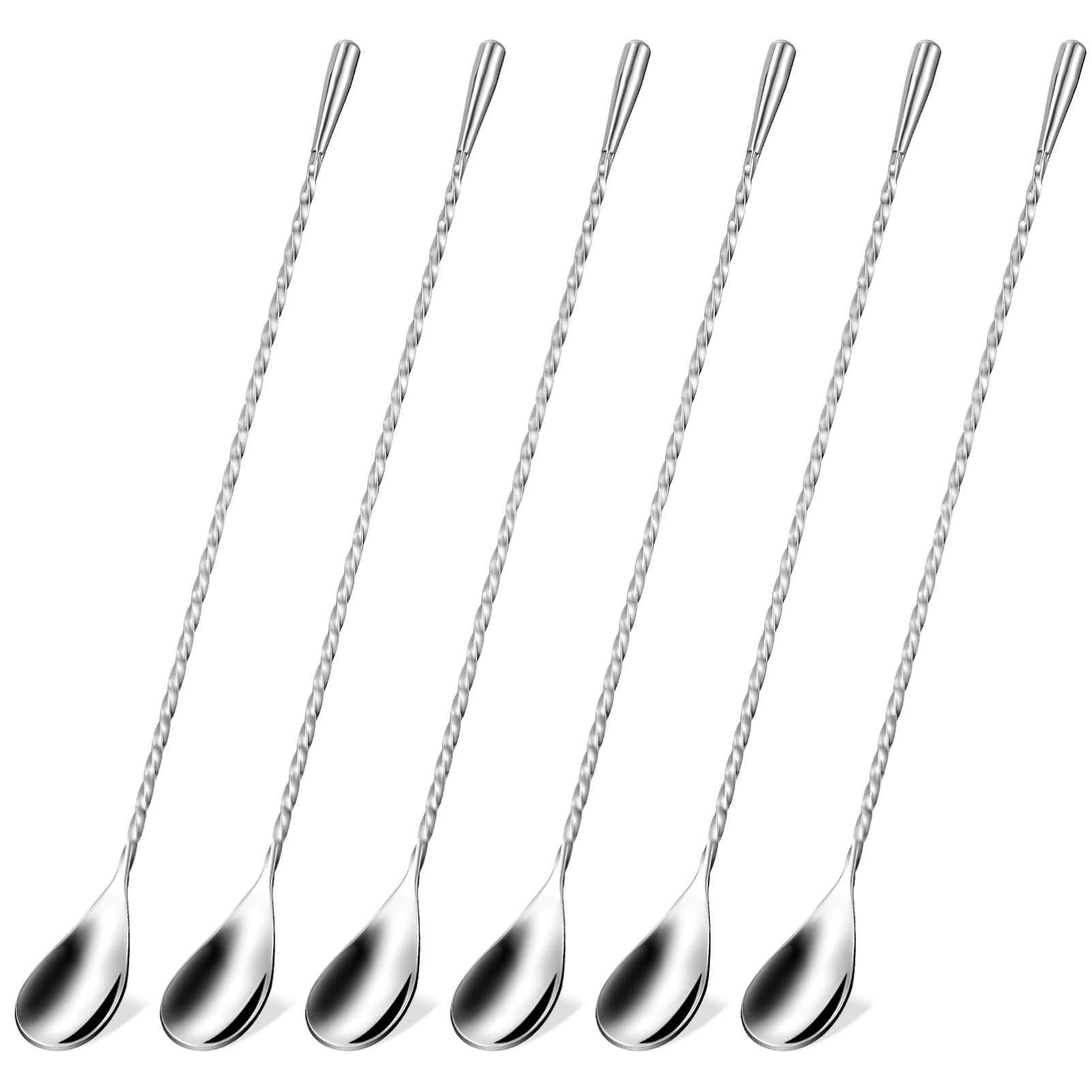 Cuillères à cocktail de 6 pièces en acier inoxydable design spiralé POPETPOP
