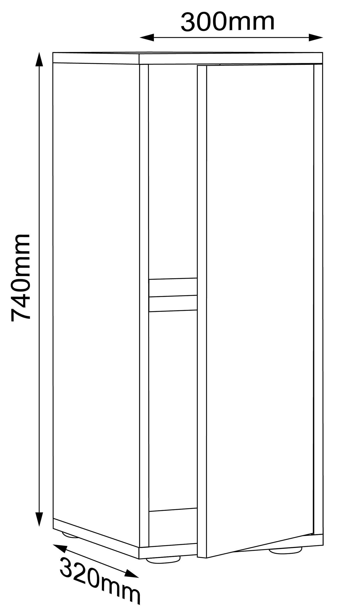 VCM Holz Büroschrank Ordner Aktenschrank Büromöbel Schrank Salia 2-fach Breite 30 cm Drehtür Weiß