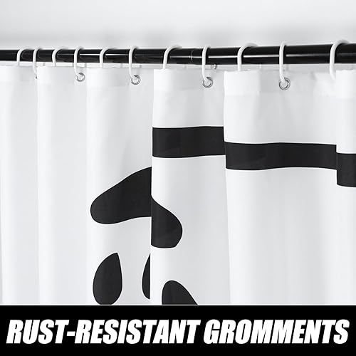 Miniatura 3 de Cortina de ducha en blanco y negro, cortina de ducha con gota de agua para baño, tela de poliéster impermeable, cortinas de ducha modernas con 12