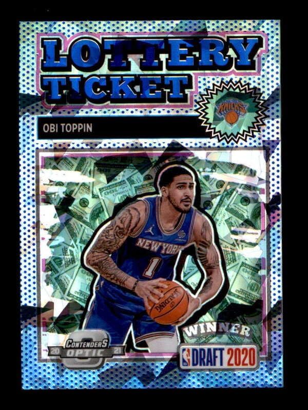 OBI TOPPIN 202021 CONTENDERS OPTIC #8 LOTTERY TICKET CRACKED ICE ROOKIE BD9942