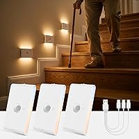 Vista 1 de wowatt Luz nocturna recargable con sensor de movimiento, luces automáticas blancas con montaje magnético, luces de escalera regulables para Blanco