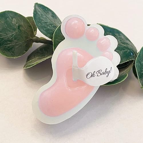 Miniatura 5 de Sweet Baby Co. - Paquete de 10 velas para baby shower para niñas, diseño de huellas rosas, mini recuerdos, decoración de dulces de princesa, para