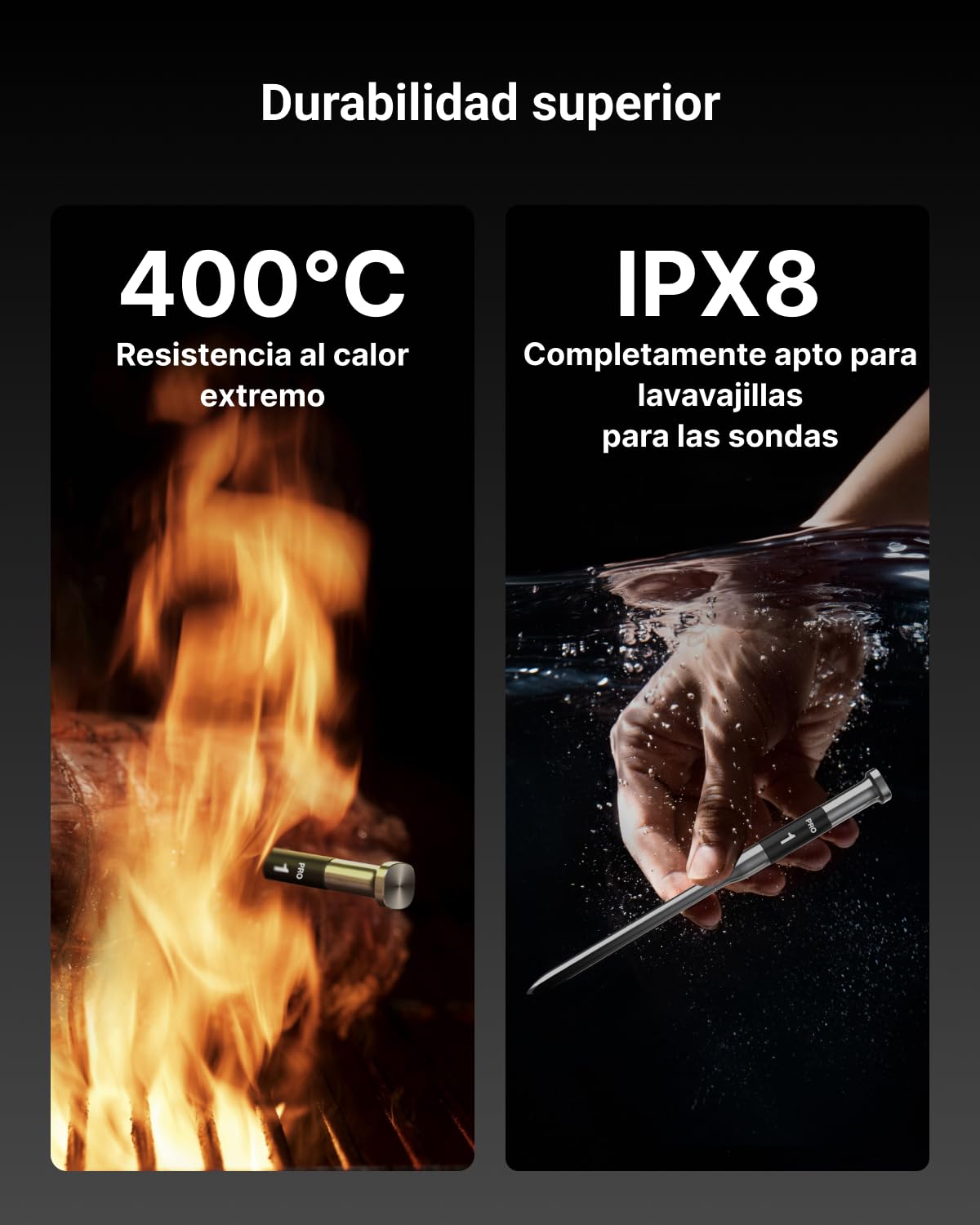 ThermoMaven G1 Termómetro para Carne Inalámbrico con Pantalla Inteligente | WiFi y App, NIST ±0,3 °C, 915 m Sub-1G, 6 Sensores, IPX8 y 24 h para Barbacoa, Horno, Parrilla, Ahumador y Cocción Lenta