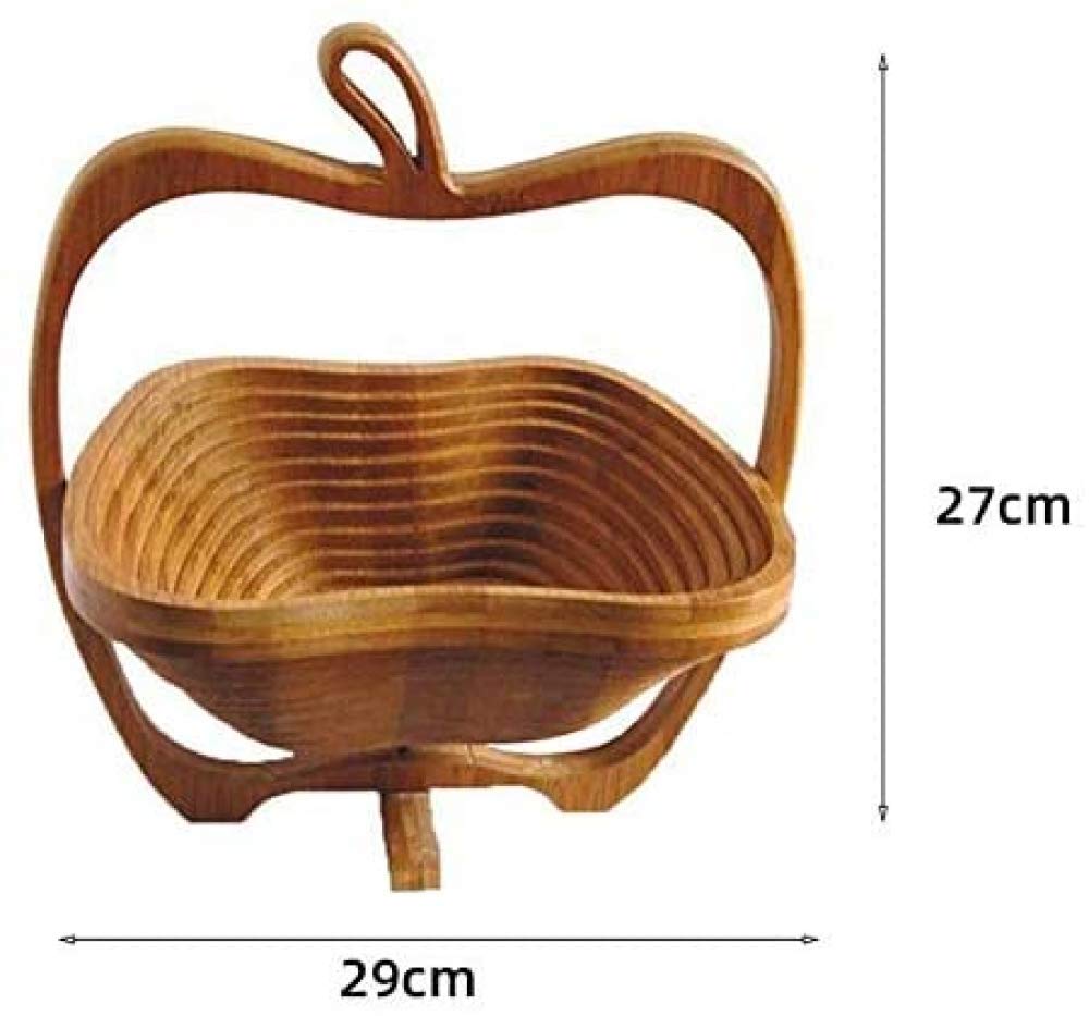 Cesto pieghevole in bambù per frutta secca a forma di mela, cestino