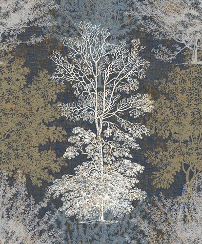 AROMMO Vintage Forest Peel and Stick Wallpaper - Hand Drawn Tree Design for Bathroom, Bedroom Walls, Cabinets, Shelves - Removable Decorative Contact Paper Mural 17.71"x118.1"