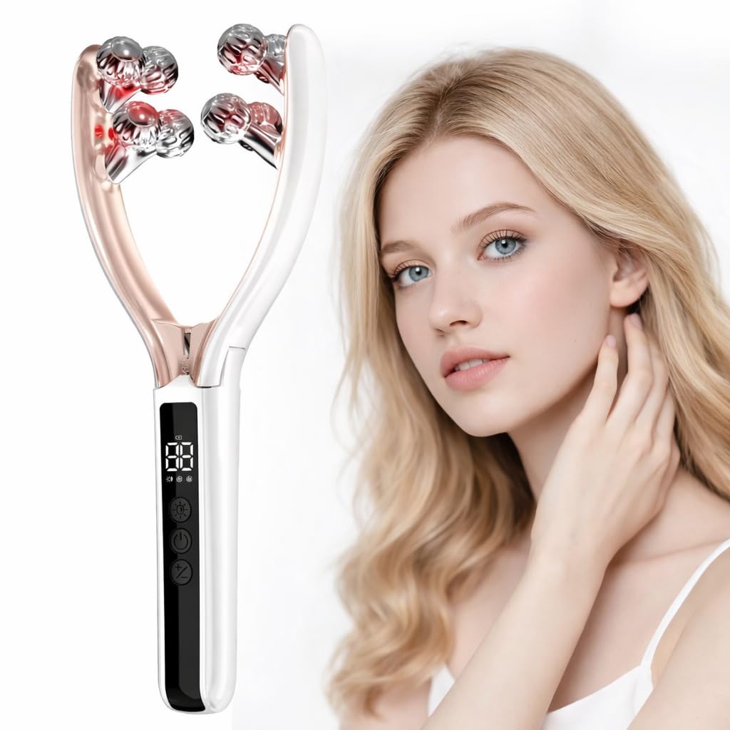 Electric Facial Massager for Face and Neck, Microcurrent Face Roller for Lifting & Skin Tightening, Lymphatic Drainage & Jawline Sculpting Tool, Rechargeable V Shape Facial Massager (1PC)