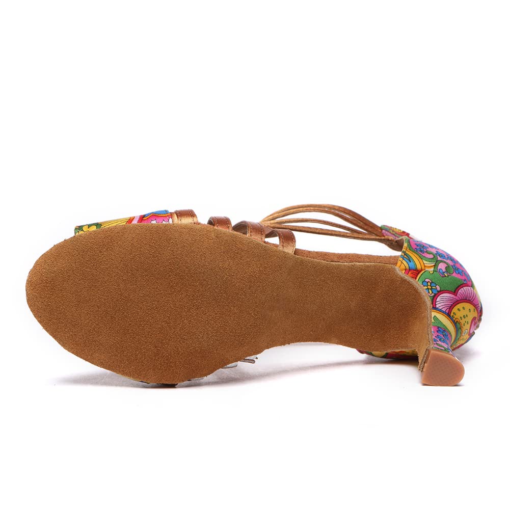 HIPPOSEUS Zapatillas Danza Latina para Mujer Cremallera Profesional Zapatos de Baile de salón Cremallera de Salsa de Baile práctica de Rendimiento,Modelo L569