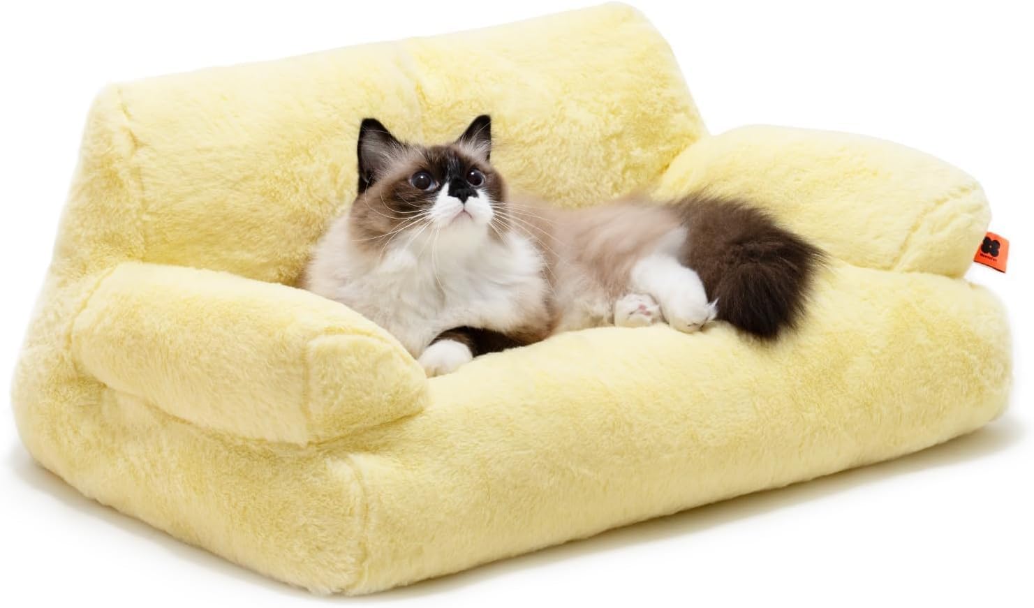 Biubiu Pet Couch Bed, Washable Cat Beds for Medium Small Dogs & Cats up to 25 lbs, Durable Dog Beds with Non-Slip Bottom, Fluffy Cat Couch, 66 X 48 X 33CM (Yellow)