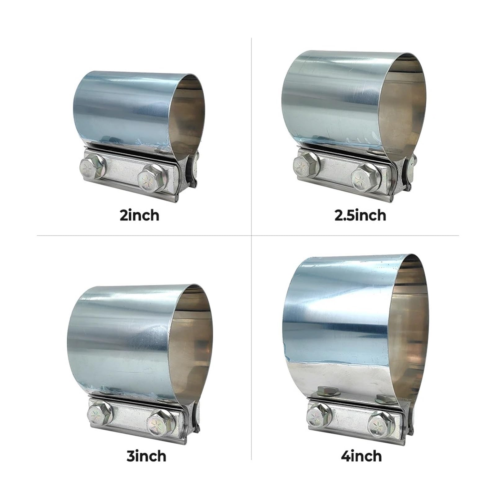 Cola Escape Tubo Silenciador Abrazadera Banda Con Junta A Tope De 2 Piezas, Acoplador Manguito Escape Universal Acero Inoxidable 304, Clip Tubo 2 "2,5" 3 "4" 4,5 "
