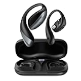 Open Ear Headphones, Bluetooth 5.4 True Wireless Earbuds Bone Conduction Headphones with Mic Clear Calls, 56H Playtime Lightweight Bone Earbuds with IPX6 Waterproof, Comfort Fit for Fitness, Black