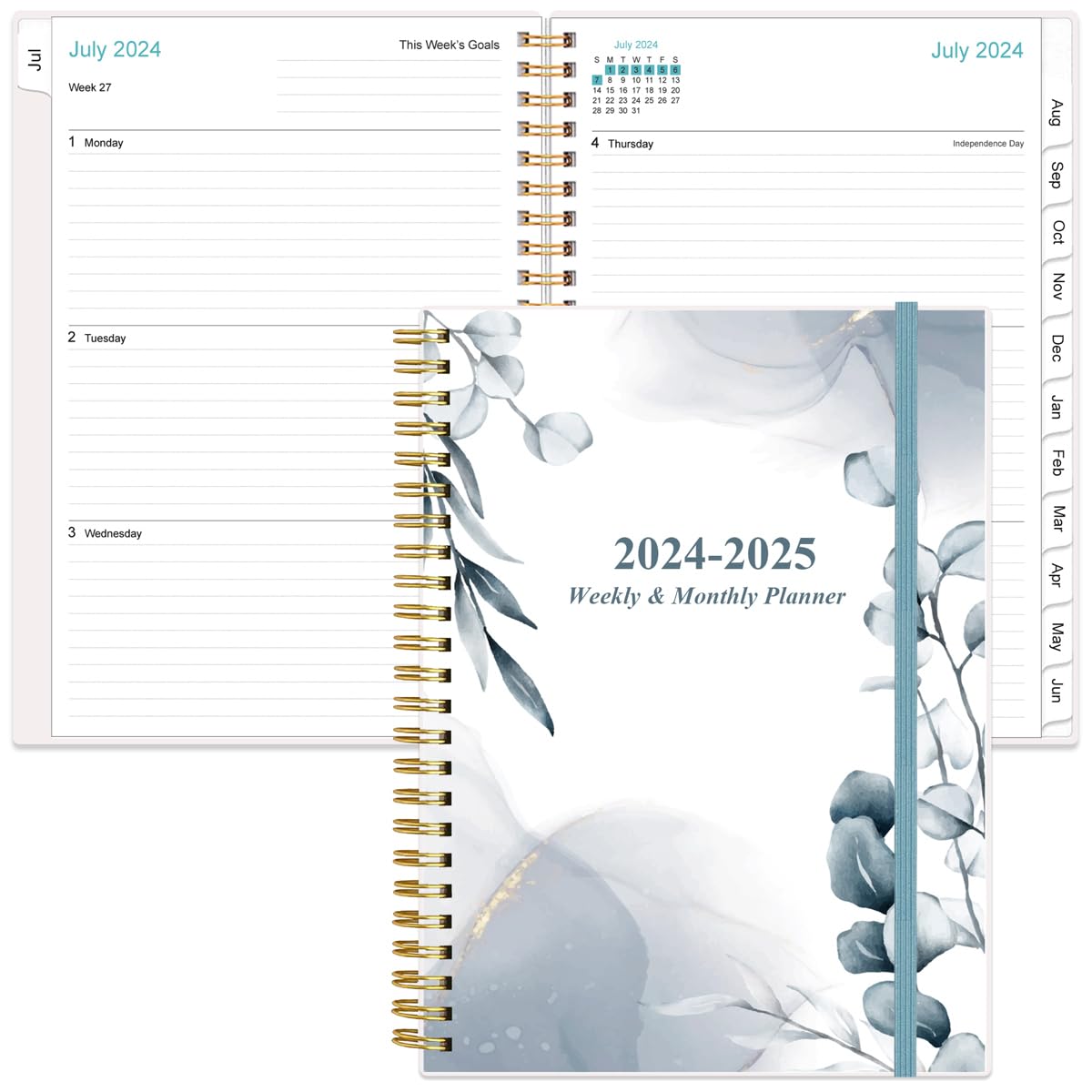 Amazon.com : 2024-2025 Planner - Weekly Monthly Planner Spiral Bound from July 2024 to June 2025, Academic Planner 2024-25 with 12 Monthly Tabs, Inner Pocket, Elastic Closure, Blue Leaf : Office Products amazon-com-2024-2025-planner-weekly-monthly-planner-spiral-bound-from-july-2024-to-june-2025-academic-planner-2024-25-with-12-monthly-tabs-inner-pocket-elastic-closure-blue-leaf-office-products
