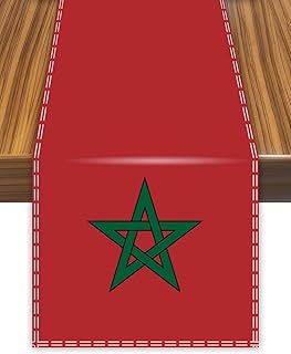 Morocco Table Runner,Moroccan Moroccans Flag Tablecolth for Dining Home Decor