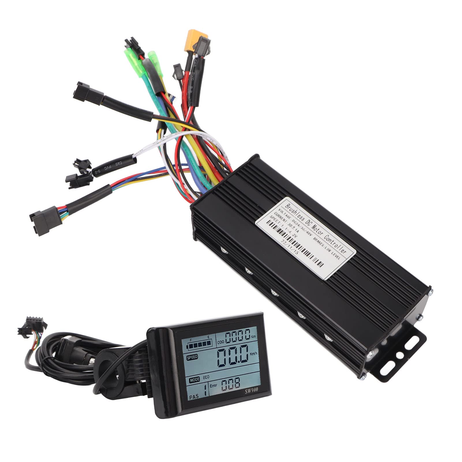 BuyWeek Kit de Contrôleur de Moteur sans Balais pour Vélo Électrique, DC 24V 36V 48V 750W 1000W 30A Contrôleur à Onde Sinusoïdale 3 Modes Panneau LCD SW900 Kit pour Scooter Électrique