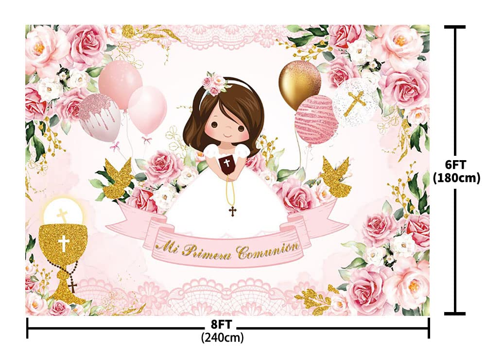 Fondo Fotografia Telón De Fondo Rosa Floral Para Bautizo Y Primera