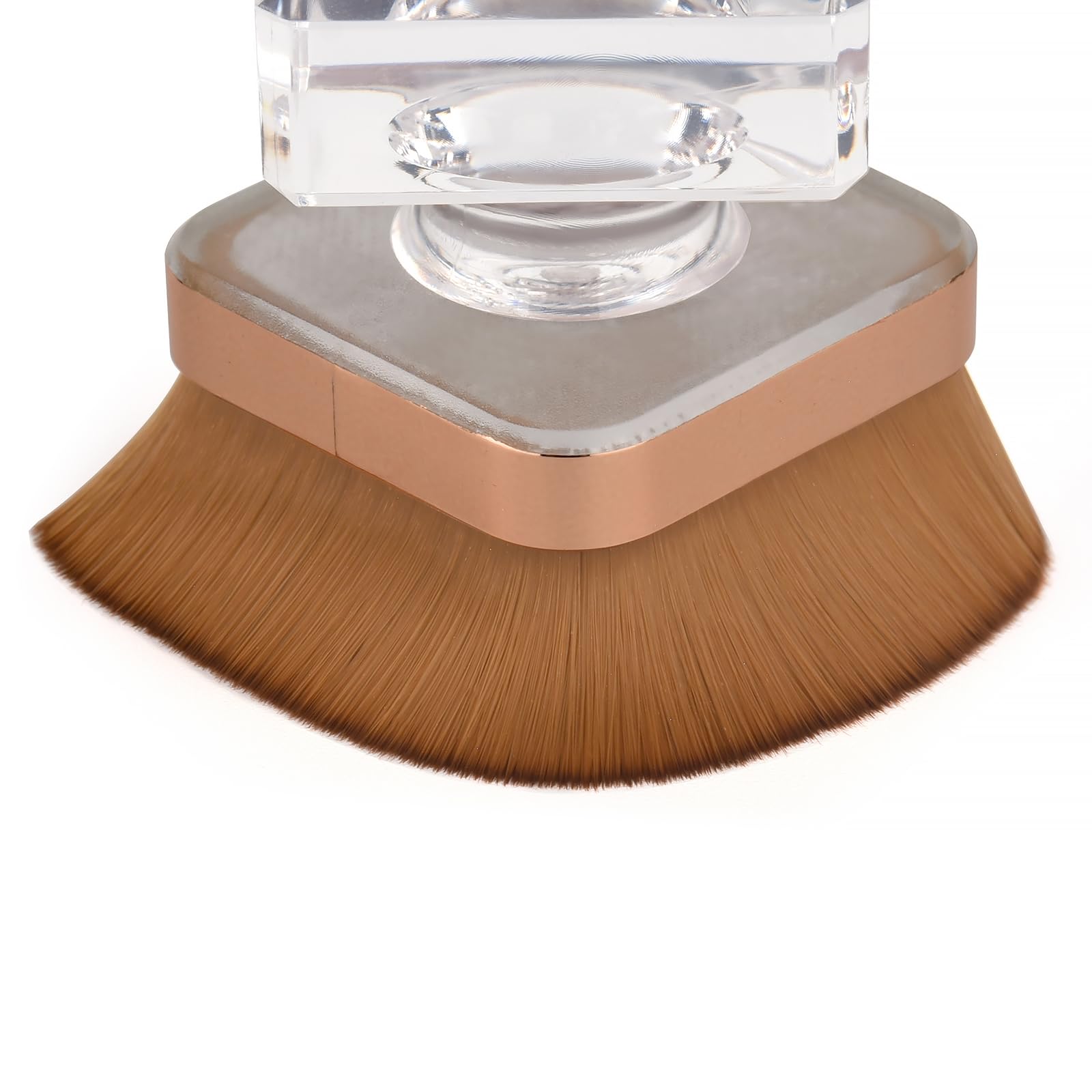 KADS Nail Dust Brush Makeup Brush Flower Shape Crystal Base Nail Cleaning Brush Manicure Pedciure Brush Tool (Two Brown Flat Head) - Image 3