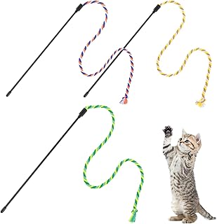 simarro Interactive Cat Wand Toy, 3 Pieces, Colourful Bite-Resistant Rope for Teasing the Cat, Magic Wand for Kitten Training, Cat Wand Interactive Wand Kitten Cat Exerciser product image