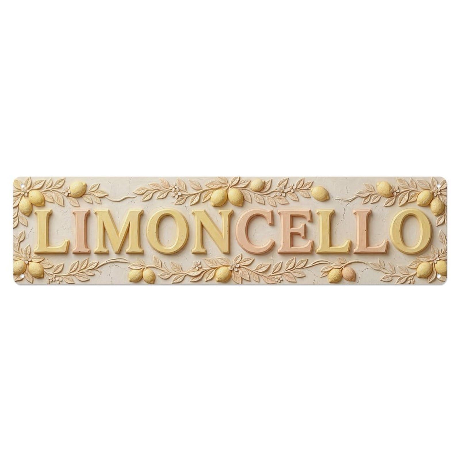 Vintage Limoncello Raw Plaster Kitchen Metal Tin Sign Plaque Wall Decor for Cafe, Club, Garden Metal Poster 4x16Inch