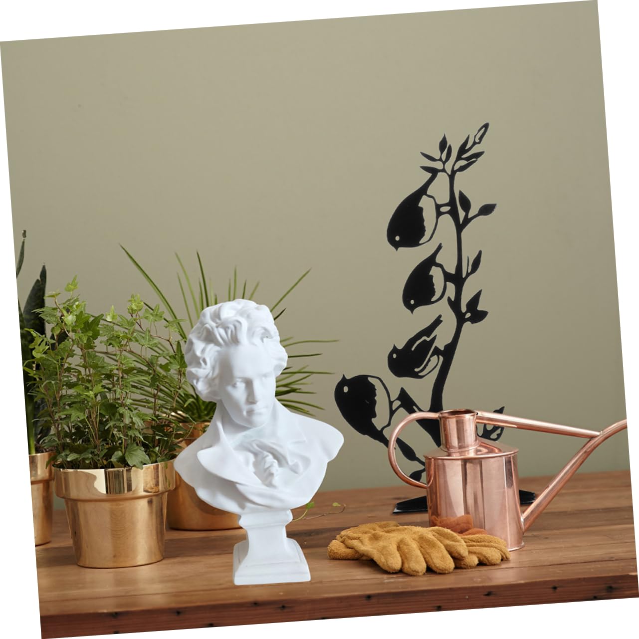 SOLUSTRE 1Pc Imitation Plaster Portrait of Resin Bust Sculpture Elegant Musician Figurine Artistic Home Ornament for Living Room and Study