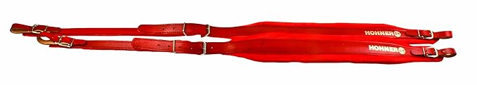 Hohner ACC5 RED Accordion Leather Straps (Red)