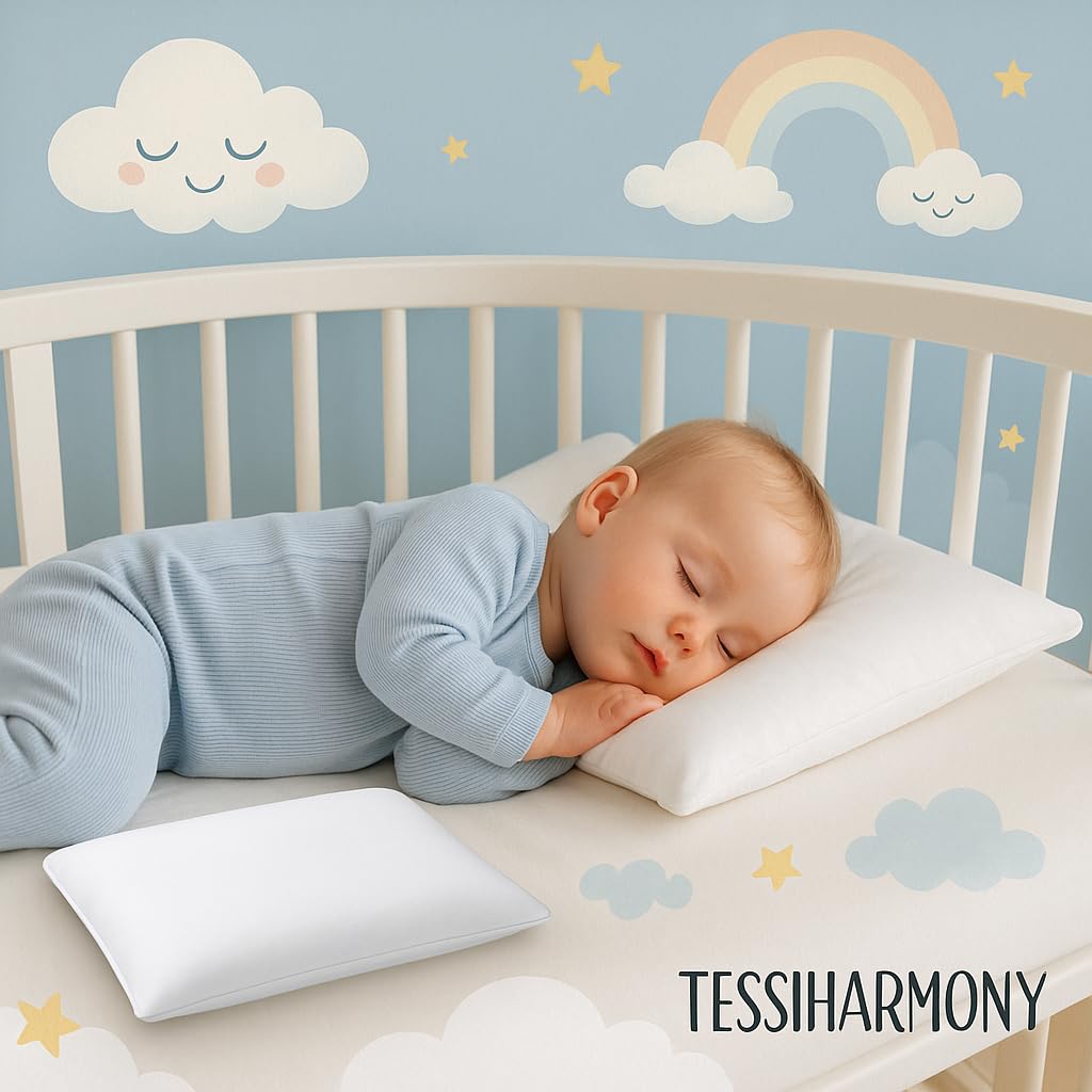 tessiharmony - Cuscino Lettino Bambino 60x40 cm 100% Cotone Guanciale Letto Culla Antiacaro Anallergico Traspirante Morbido 1 2 3 4 Anni Alto 4 cm Made in Italy