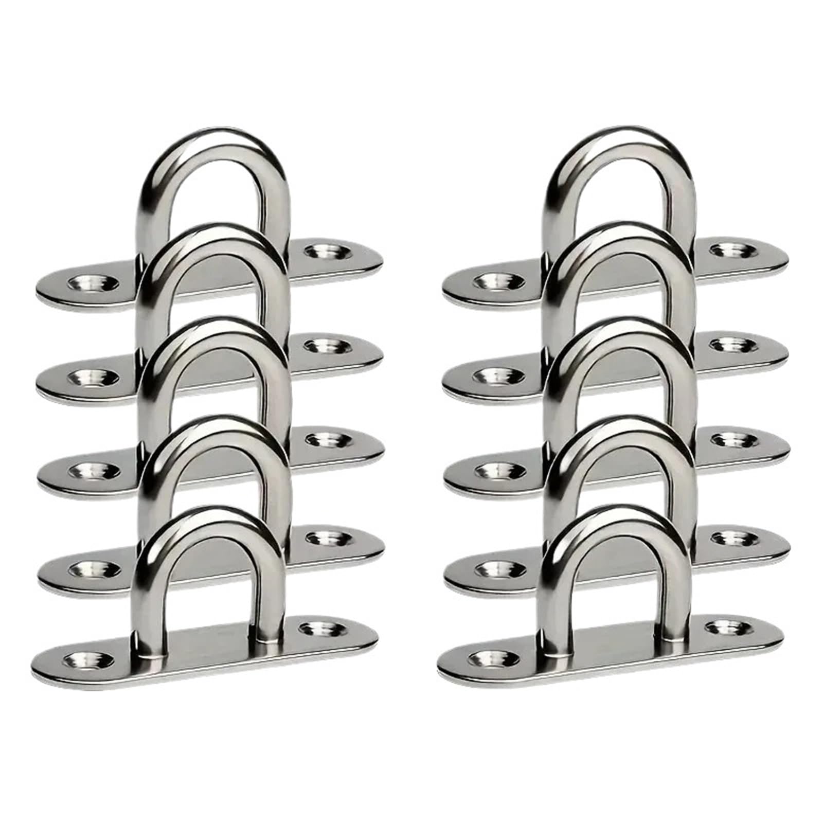 LTYKNGH Eye Plate 5/10pcs Stainless Steel Oblong Pad Eye Plate Staple Ring Hook Marine Board Deck Buckle U Hanger(10PCS)