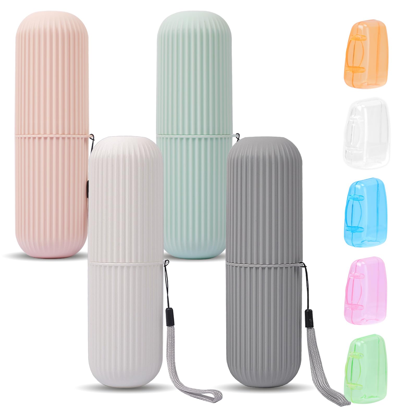 UCEC Astuccio per spazzolino da denti realizzato in materiale PP alimentare di alta qualità, ecologico e durevole., 4: rosa&verde&grigio&bianco + 5, 19.56 cm x 6 cm, Semplice