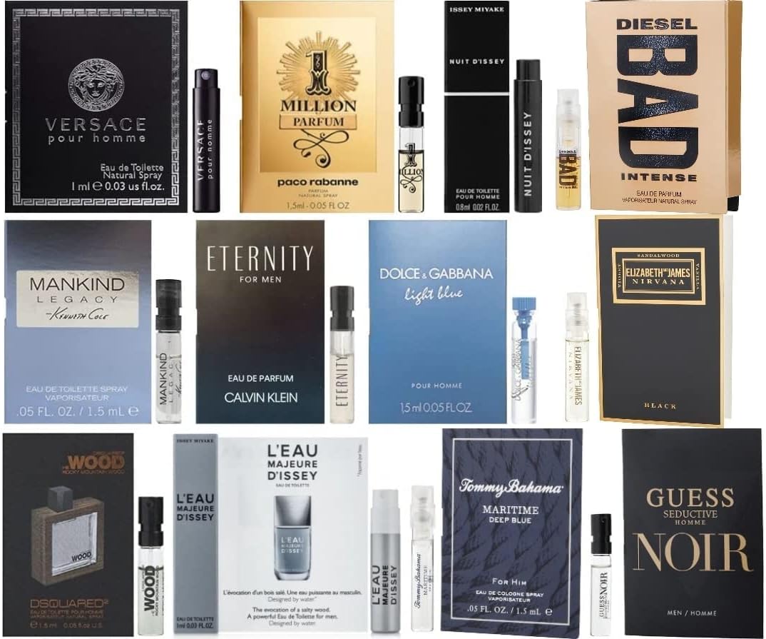 Best Selling Designer Fragrance Sampler for Men - Lot x 12 Cologne Vials