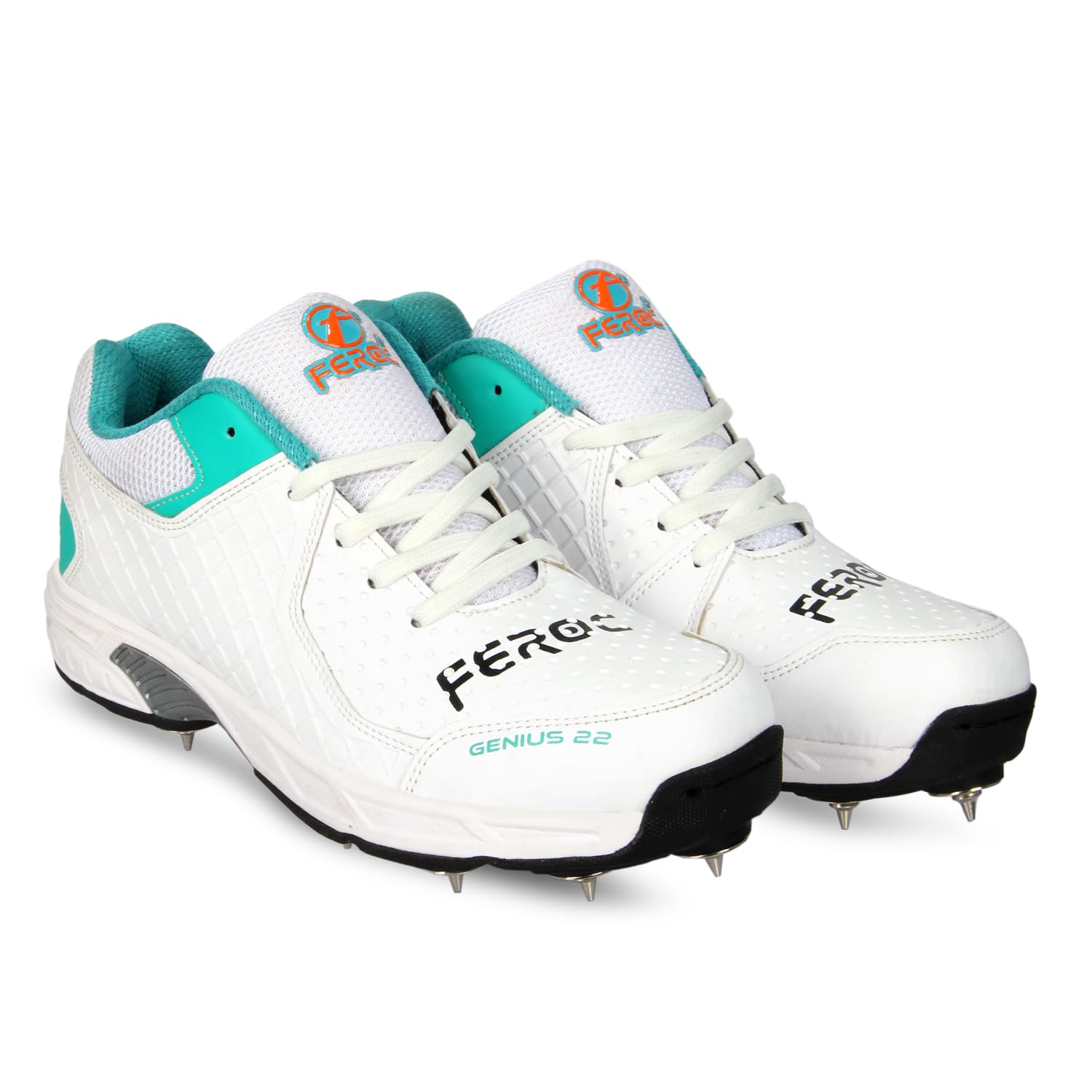 FEROC Genius Cricket Spikes Shoes Memory Foam Insole (6) White 3