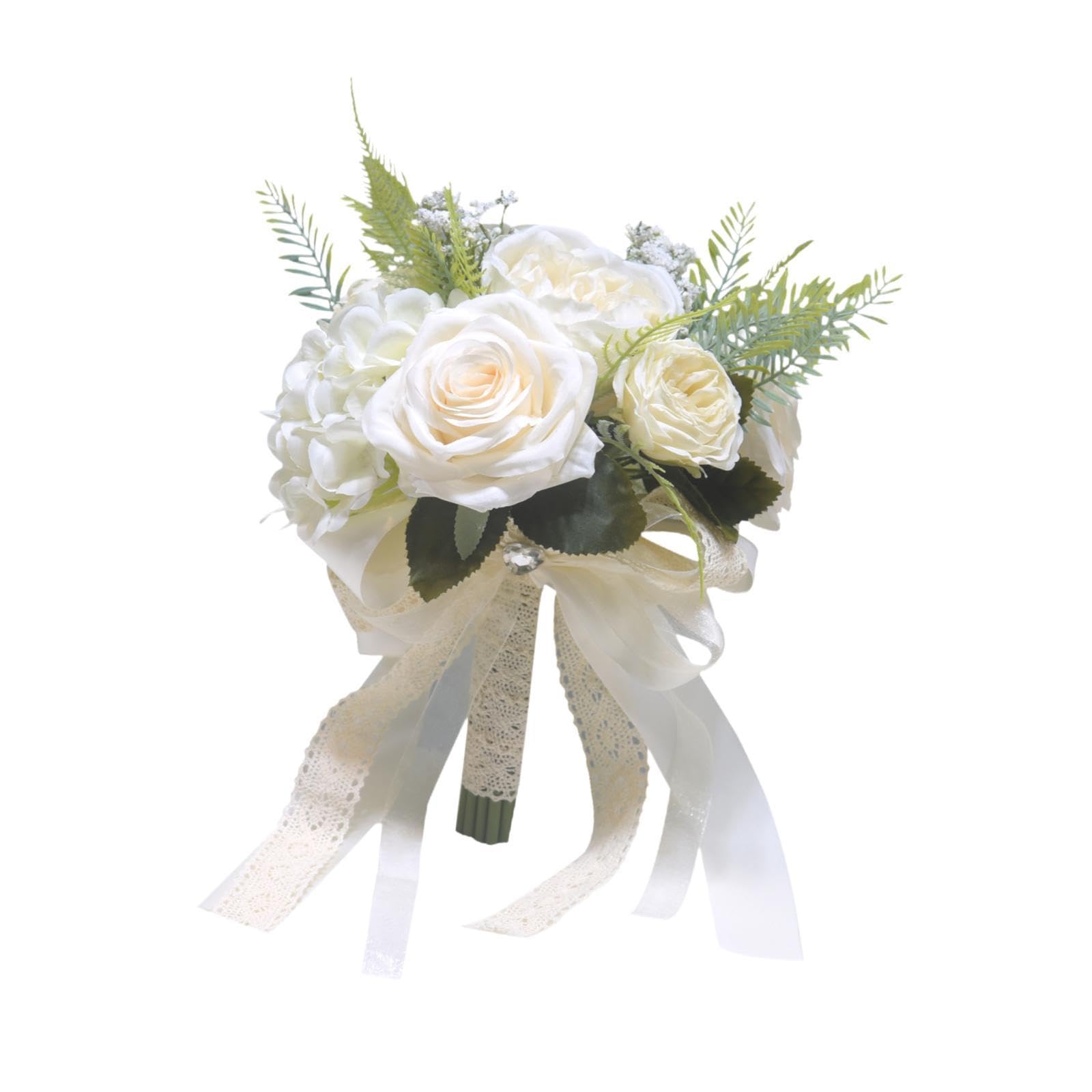 TRENDIVIBE Wedding Bridal Bouquet Rose Flower for Ceremony Farmhouse Wedding Decor White-image-17