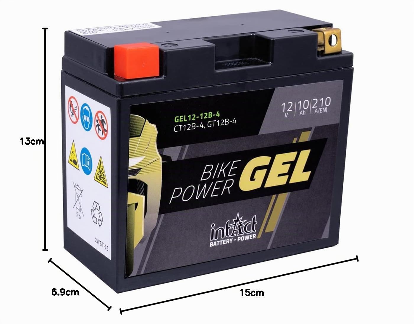 intAct - BATTERIA MOTO GEL Bike-Power GEL12-12B-4. sostituisce YT12B, YT12B-BS. Batteria per moto 12V 10Ah 210A. Dimensioni: 150x69x130 mm. Con una potenza di avviamento superiore del 30%.