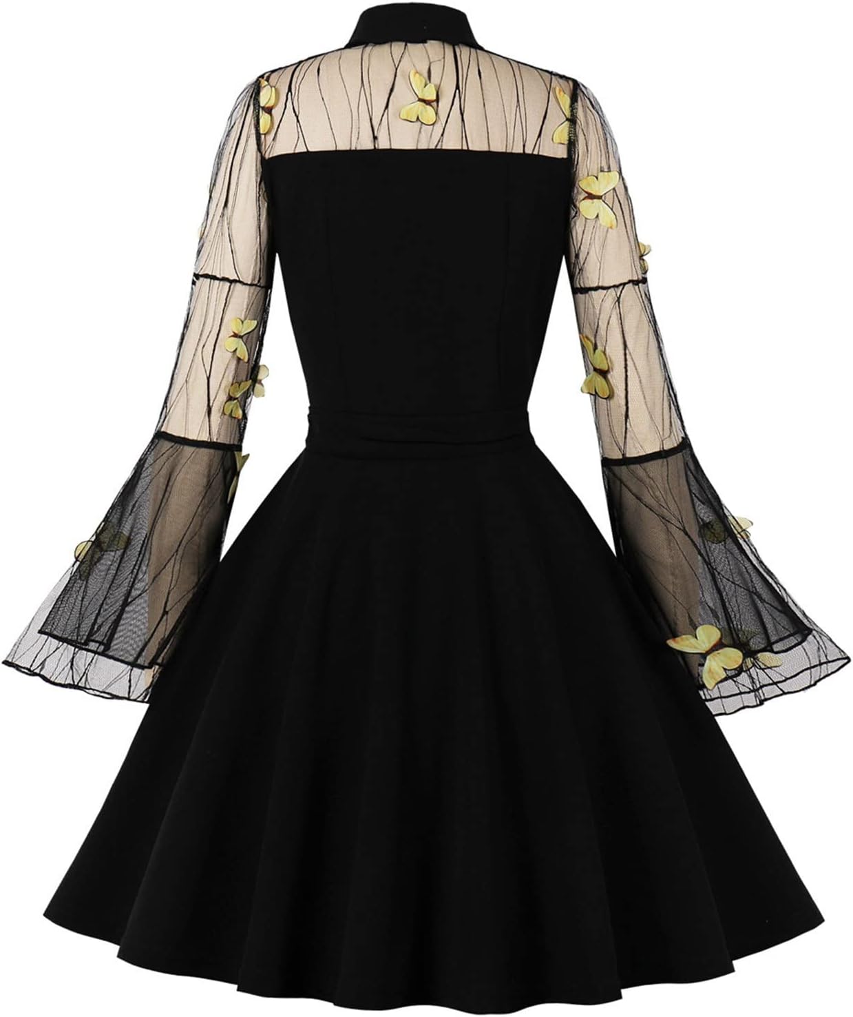 JJHAEVDY  Women's Keyhole Mesh Bell Gothic Cocktail Vintage Dress Flare Sleeves Lace Retro Vintage Dress : Sports & Outdoors
