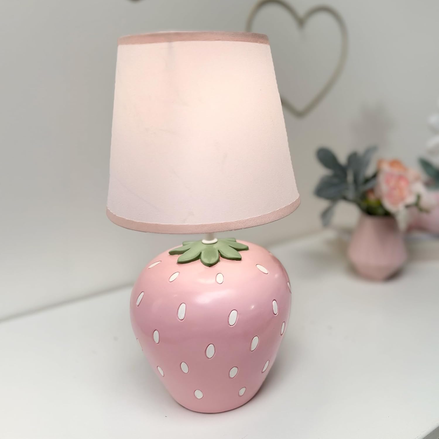 Bedtime Originals Flower Power Hand-Painted Custom Strawberry Lamp with Shade