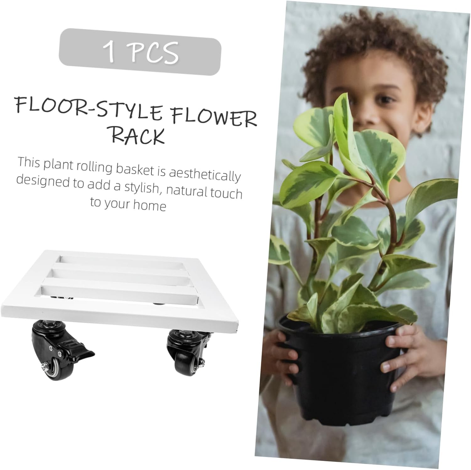 Rolling Plant Stand Movable Flowerpot Tray Swivel Wheels for Use Iron Flowerpot Stand Base Directional Locks for Easy Movement