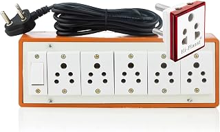 HI-PLASST 6 Amp Extension Board with One Common Switch | 5-Sockets Power Strip, 4-Yard Heavy-Duty Extension Cord | 6A Elec... Price In India