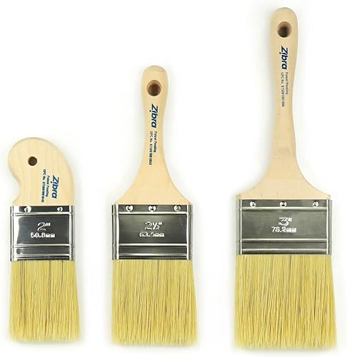 Miniatura 9 de Zibra Juego de 5 pinceles de pintura DIY con detalles y pinceles de pintura de 2 pulgadas para paredes, adornos y muebles, color blanco