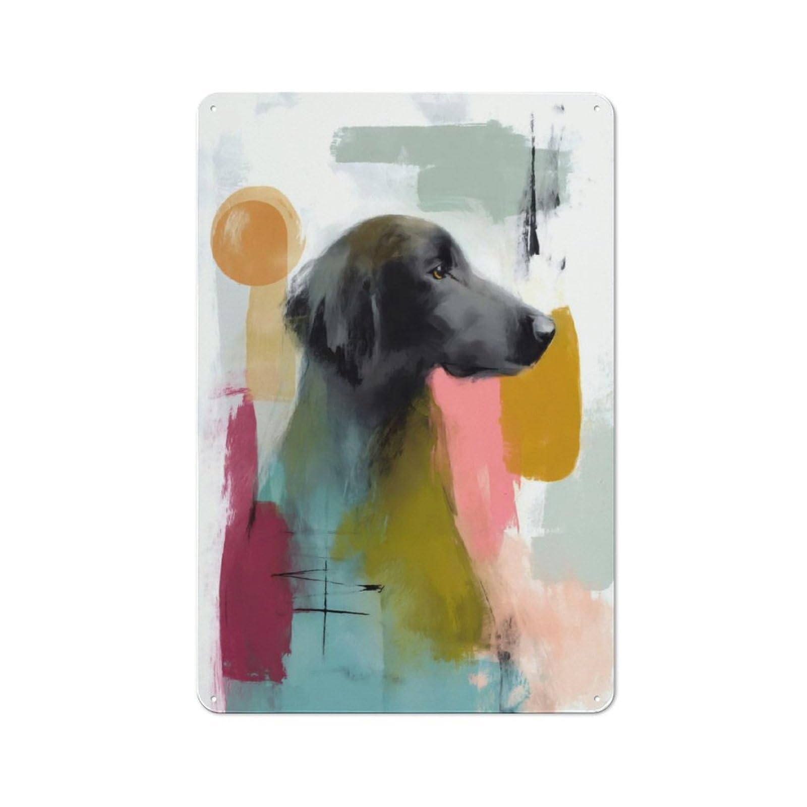 Junmoney Style-8 Abstract Flat-Coated Retriever Portrait Tin Sign 30X20cm, Vintage Home Bar Decor For Cafe, Pub, Workshop Or Home Bar, For Relaxed Wall Styling