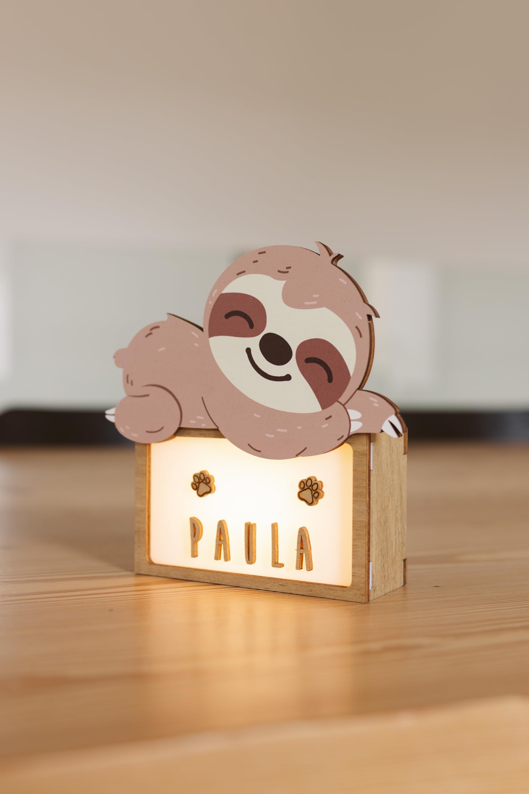 T-Rex nachtlampje gepersonaliseerd met naam - Houten lamp