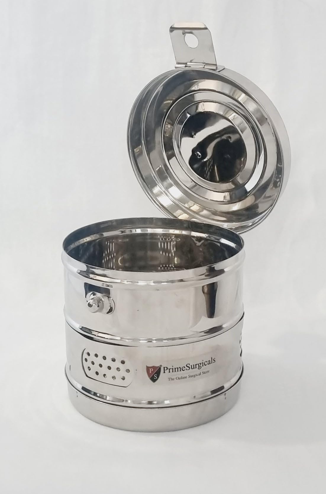 PrimeSurgicals Stainless Steel Dressing Drum - Size 6x6 inches - Image 3 thumbnail