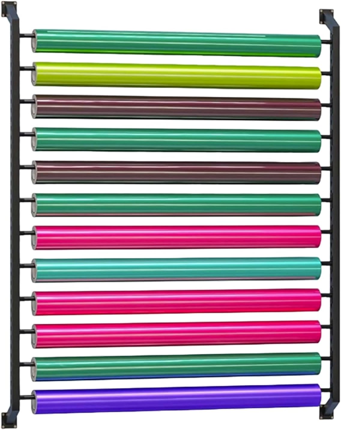 YVYKFZD Wall Mount Fabric Roll Storage Rack, Fabric Display Rack with Adjustable Hanging Rod, Metal Vinyl Roll Rack Commercial Organizer Holder, for Car Window Film, Wallpaper, Wrap Roll(H160cm/62.9in