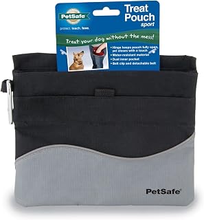 PetSafe Treat Pouch Sport: Waterproof Dog Training Treat Pouch with Divided Pockets, Phone/Key Storage, Adjustable Belt - Black