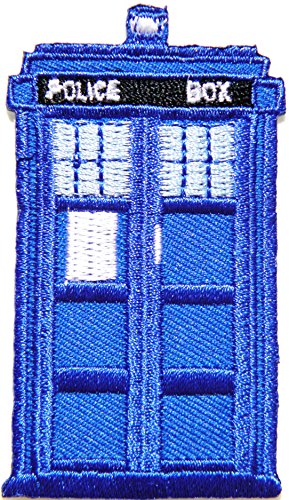 POLICE BOX Logo Jacket Uniform Patch Sew Iron on Embroidered Sign Badge Costume