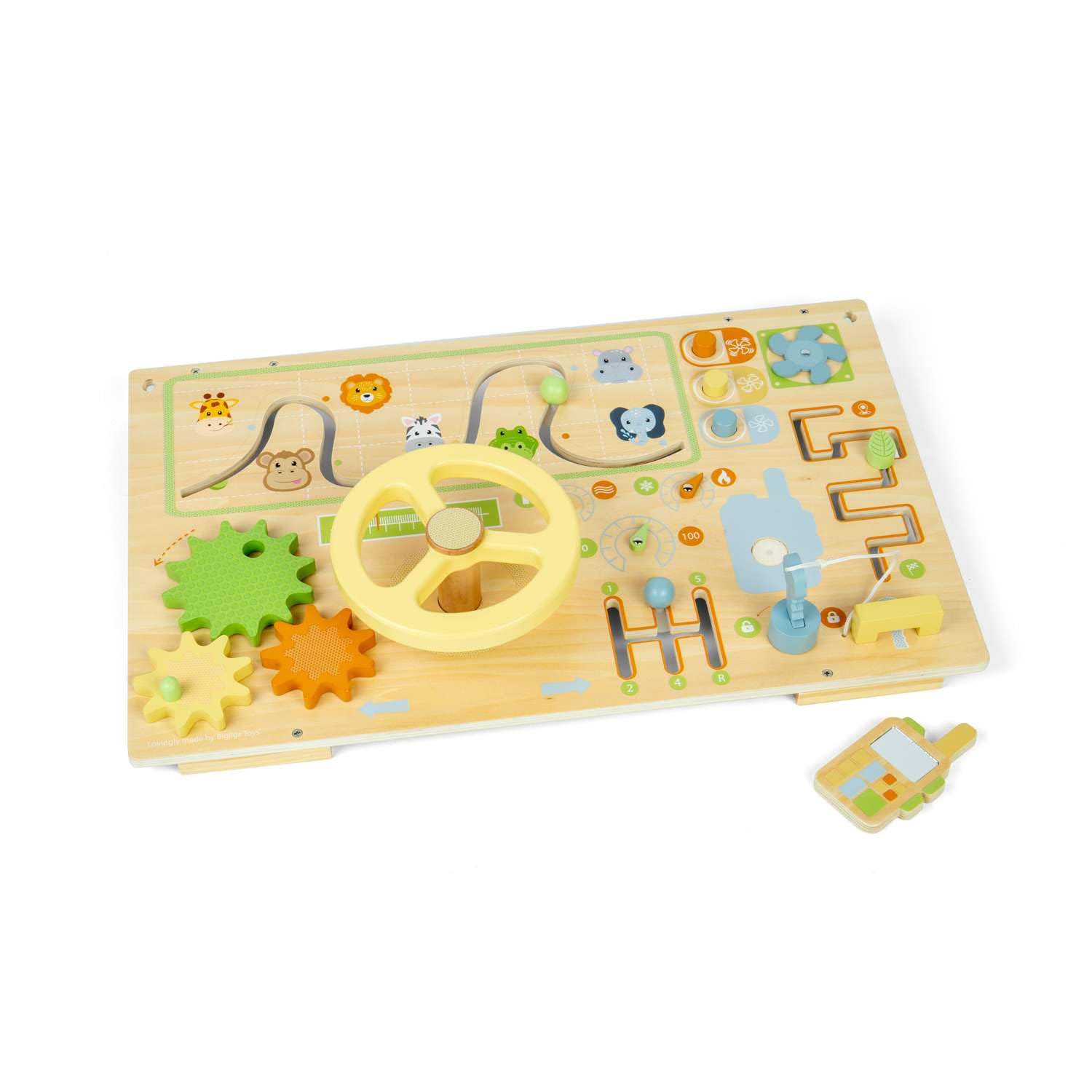 Bigjigs Toys Jungle Busy Board - Wooden Montessori Toy For Baby & Toddlers