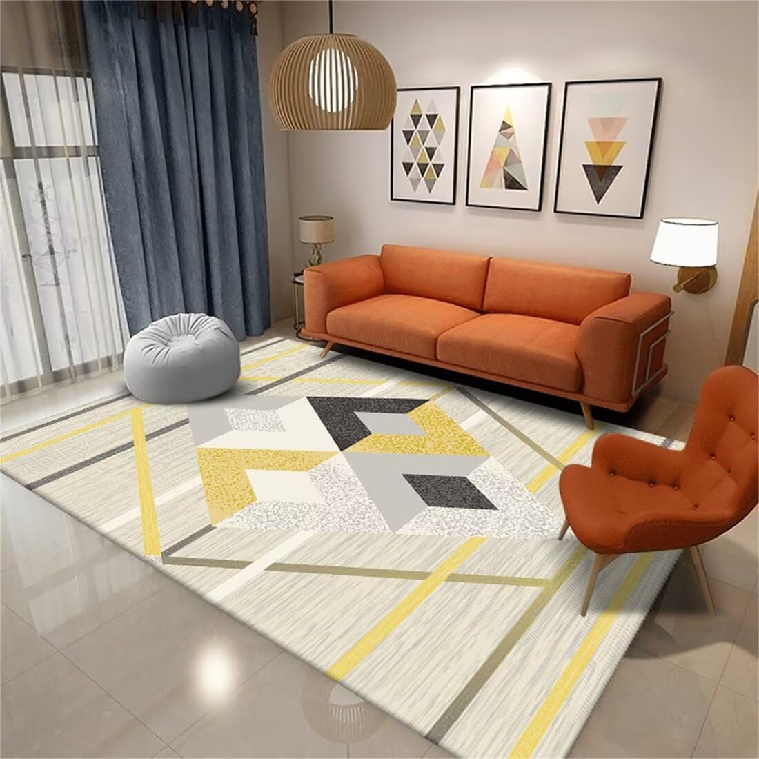Tapis de chambre d'enfant géométrique pour créer un coin éveil doux et coloré au sol